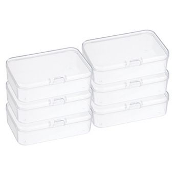 6 Pack 3.3x2.2x1 Inch Plastic Clear Storage Box With Hinged Lid