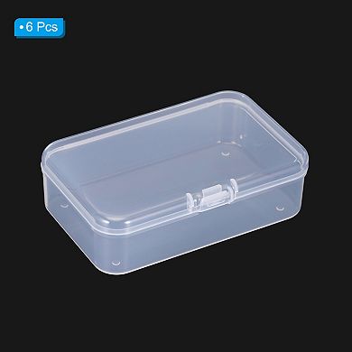 6 Pack 3.3x2.2x1 Inch Plastic Clear Storage Box With Hinged Lid