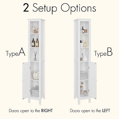 Tall Bathroom Storage Cabinet With Adjustable Shelves 1 Door Freestanding Organizer