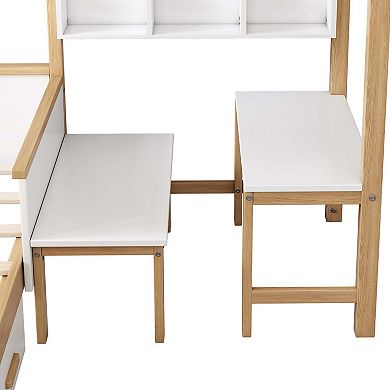 Wooden House Bed With Drawer Desk Bookshelf For Children