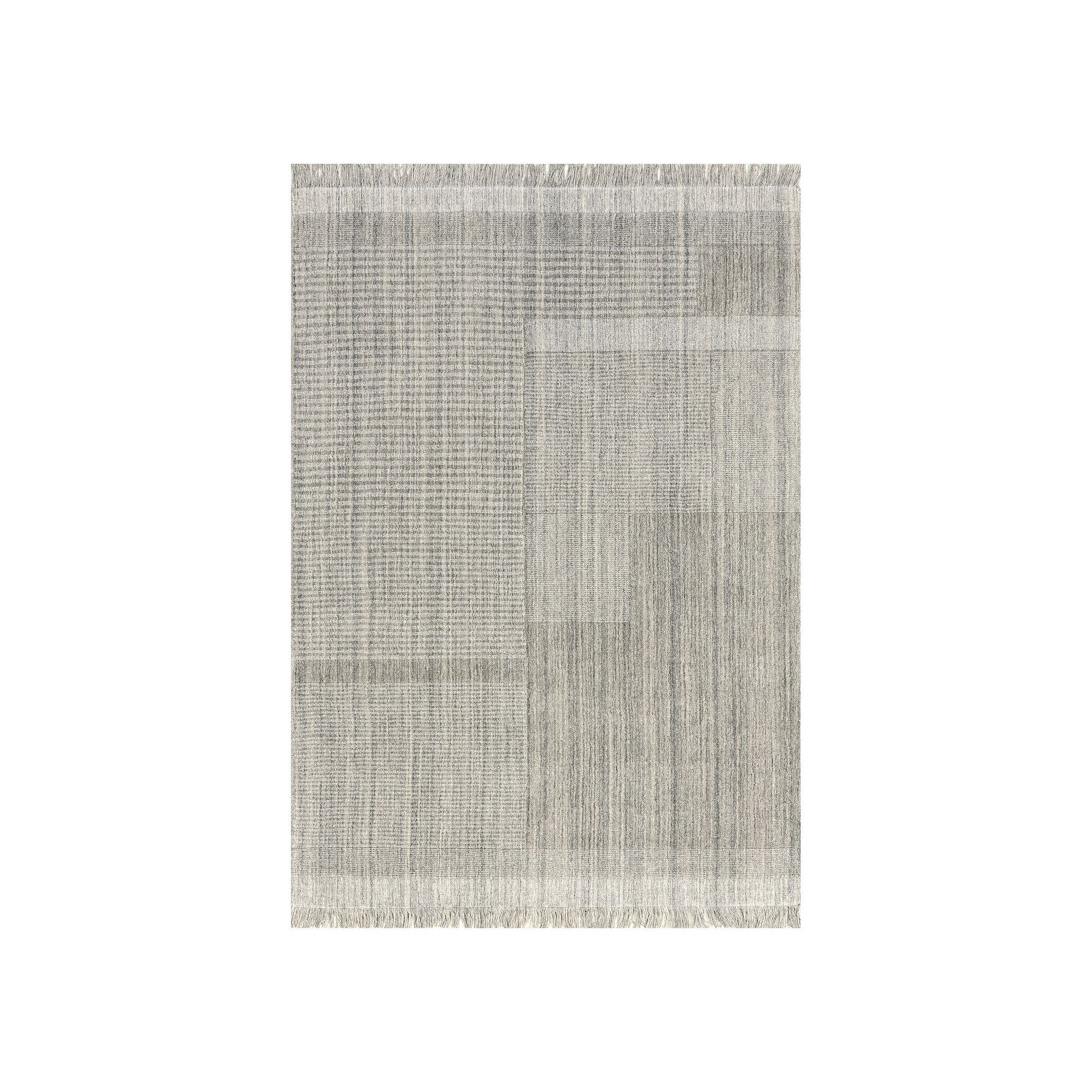 RugsUSA Mozai Fringed Wool-Blend Area Rug, Light Gray