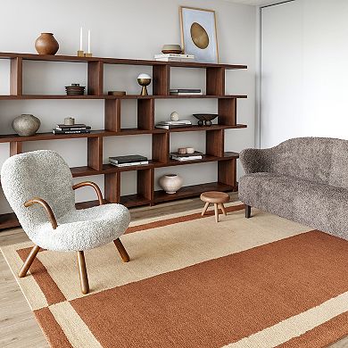 RugsUSA Gino Two-Tone Bordered Wool Area Rug