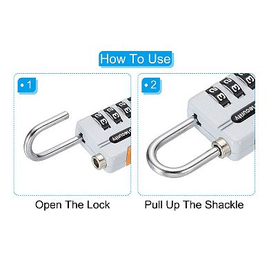 4 Digit Combination Lock with Security Cable, 1 Set Outdoor Padlock 6.5Ft Steel Lock Chain