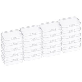 20 Pack 2.6x1.8x1 Inch Plastic Clear Storage Box With Hinged Lid