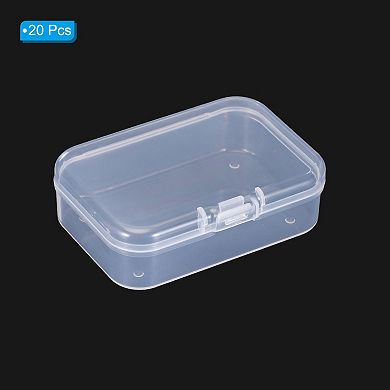 20 Pack 2.6x1.8x1 Inch Plastic Clear Storage Box With Hinged Lid