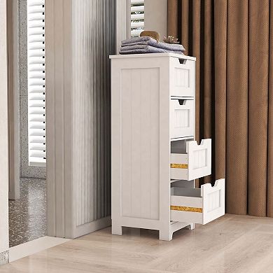 Freestanding Storage Cabinet With 4 Drawers For Bathroom Kitchen
