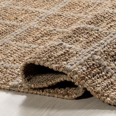 RugsUSA Penni Checked Jute and Wool Area Rug