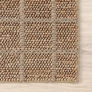RugsUSA Penni Checked Jute and Wool Area Rug