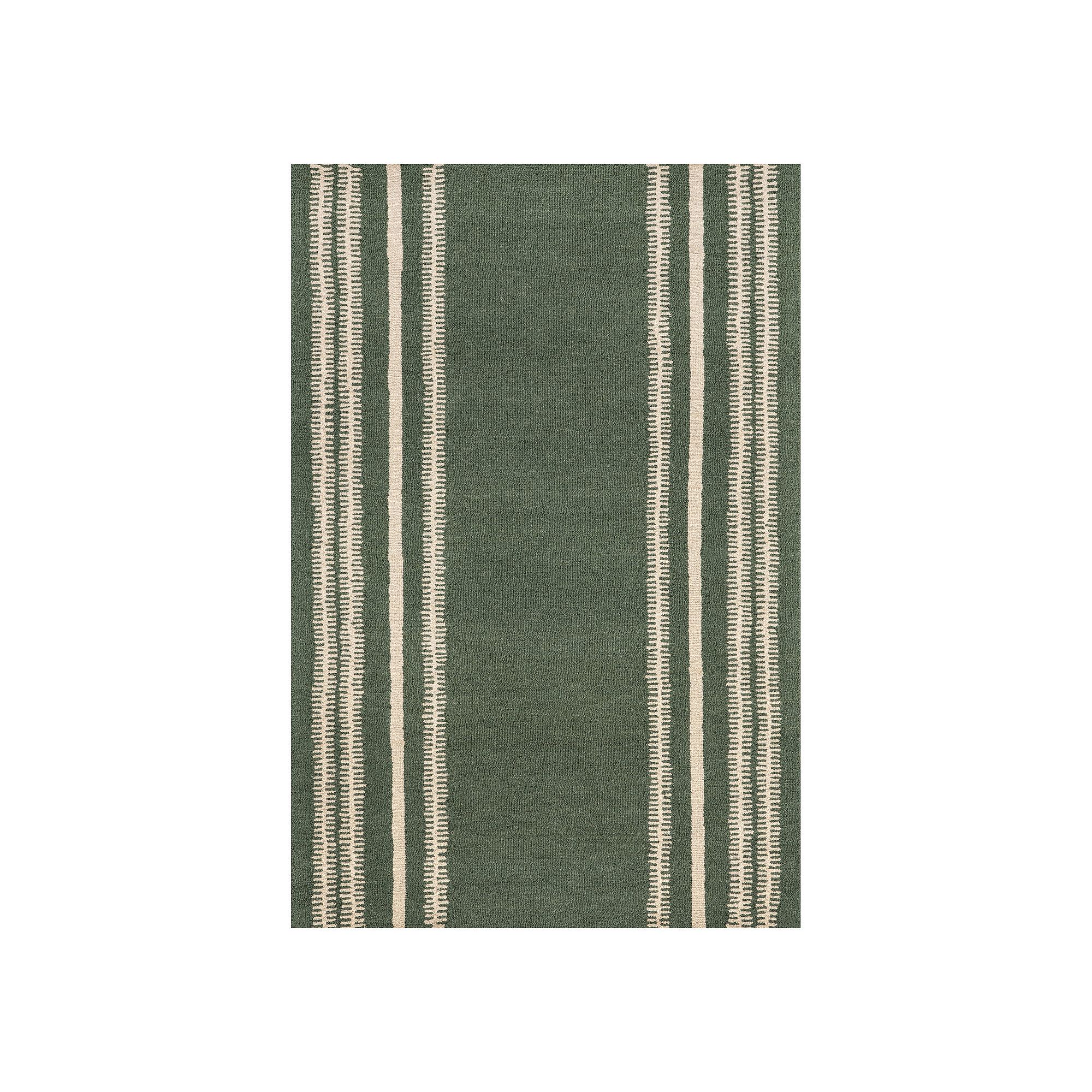 RugsUSA Kari Striped Wool Area Rug, Dark Green