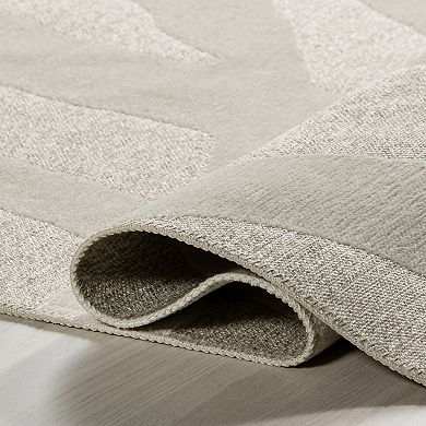 RugsUSA Cream Claude Abstract Fringed Reversible Machine Washable Area Rug