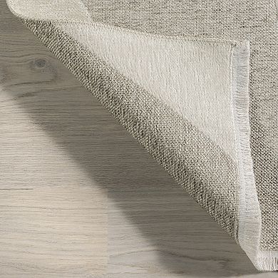 RugsUSA Cream Claude Abstract Fringed Reversible Machine Washable Area Rug