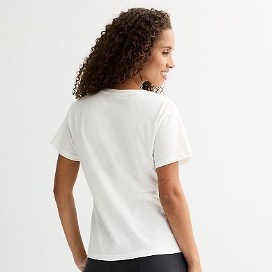 Juniors' Short Sleeve Wicked Elphaba and Glinda Silhouettes Logo Tee