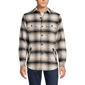 Men's Lands' End Brushed Plaid Shirt Jacket