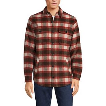 Men's Lands' End Brushed Plaid Shirt Jacket