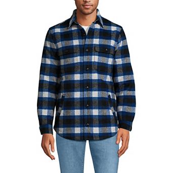 Men's Lands' End Brushed Plaid Shirt Jacket