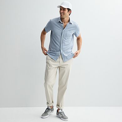 Men's Sonoma Goods For Life® Knit Short Sleeve Button Down Shirt
