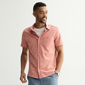 Men's Sonoma Goods For Life® Knit Short Sleeve Button Down Shirt
