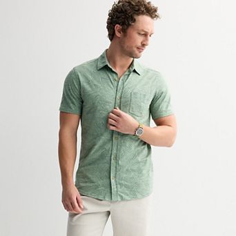 Men's Sonoma Goods For Life® Knit Short Sleeve Button Down Shirt