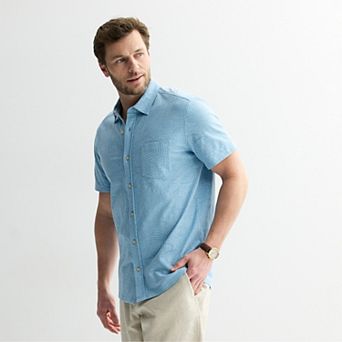 Men's Sonoma Goods For Life® Knit Short Sleeve Button Down Shirt