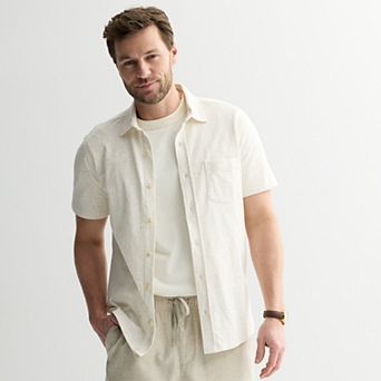 Men's Sonoma Goods For Life® Knit Short Sleeve Button Down Shirt