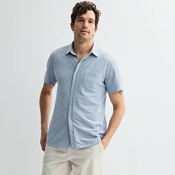 Men's Sonoma Goods For Life® Knit Short Sleeve Button Down Shirt