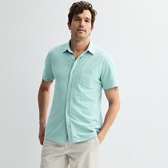 Men's Sonoma Goods For Life® Knit Short Sleeve Button Down Shirt