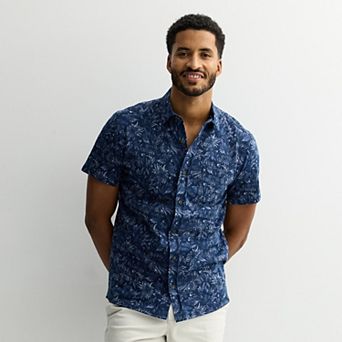 Men's Sonoma Goods For Life® Knit Short Sleeve Button Down Shirt