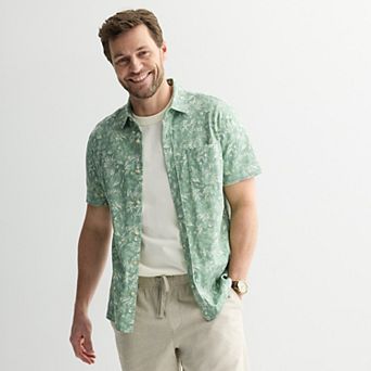 Men's Sonoma Goods For Life® Knit Short Sleeve Button Down Shirt