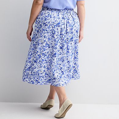 Plus Size Croft & Barrow® Button Front Midi Skirt