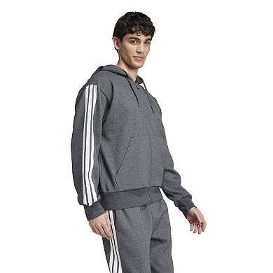 Men's adidas Essentials 3-Stripes Fleece Sportswear Zip Front Hoodie