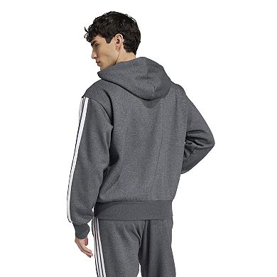 Men's adidas Essentials 3-Stripes Fleece Sportswear Zip Front Hoodie