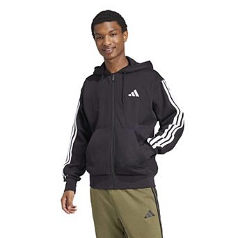 Men's adidas Essentials 3-Stripes Fleece Sportswear Zip Front Hoodie