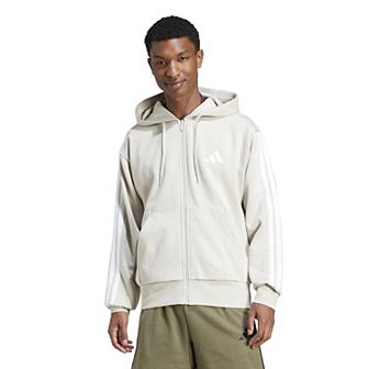 Men's adidas Essentials 3-Stripes Fleece Sportswear Zip Front Hoodie