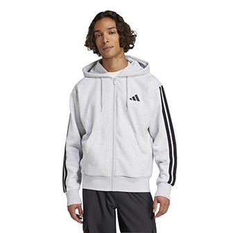 Men's adidas Essentials 3-Stripes Fleece Sportswear Zip Front Hoodie