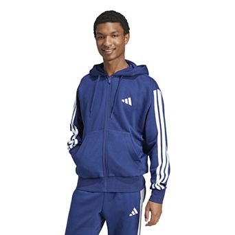 Men's adidas Essentials 3-Stripes Fleece Sportswear Zip Front Hoodie