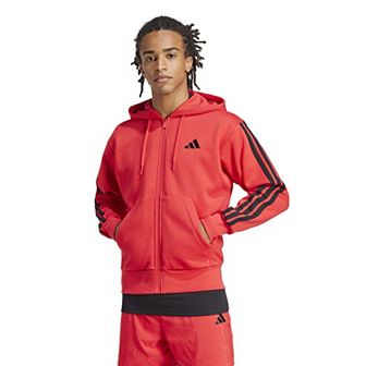 Men's adidas Essentials 3-Stripes Fleece Sportswear Zip Front Hoodie