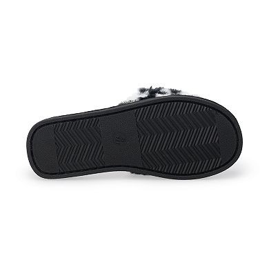 Women's Checkered Faux Fur Open Toe Slippers