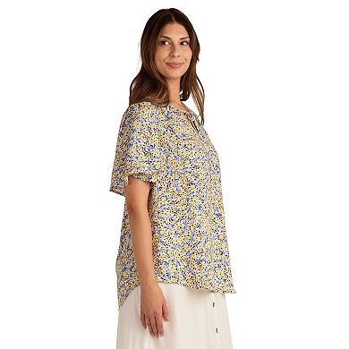 Women's AB Studio Print Flutter Sleeve Peasant Top