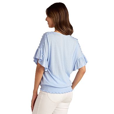 Women's AB Studio Dolman Ruffle Sleeve Top
