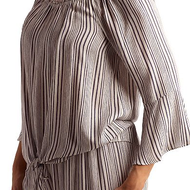 Women's AB Studio Off Shoulder Tie Front Bell Sleeve Top