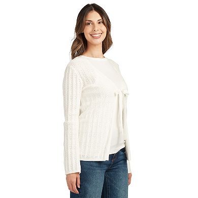 Women's AB Studio Tie-Front Sweater Cardigan