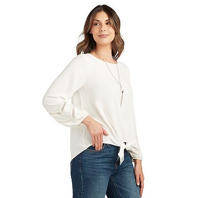 Women's AB Studio Tie Front Top with Necklace