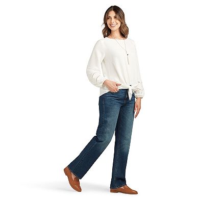 Women's AB Studio Tie Front Top with Necklace
