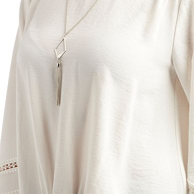 Women's AB Studio Tie Front Top with Necklace