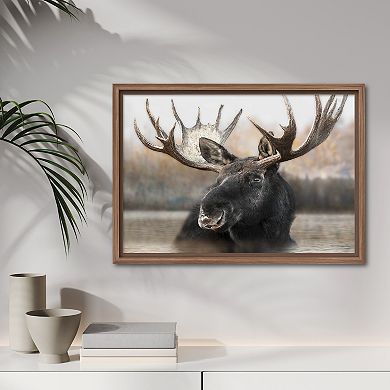 COURTSIDE MARKET Forest Moose I Framed Canvas Wall Art