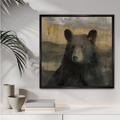 COURTSIDE MARKET Forest Black Bear Framed Canvas Wall Art