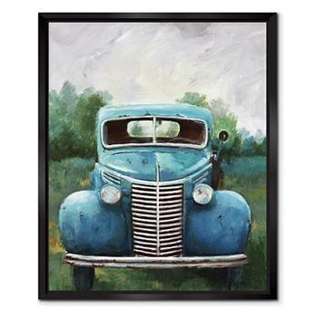 COURTSIDE MARKET Blue Truck Framed Canvas Wall Art