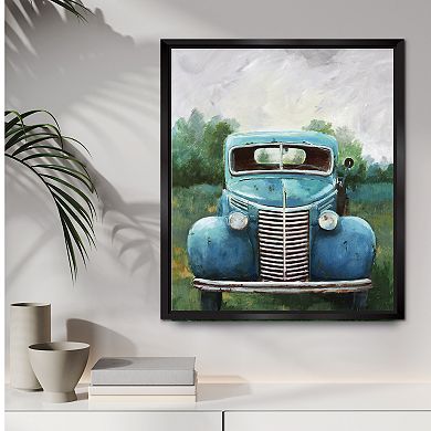 COURTSIDE MARKET Blue Truck Framed Canvas Wall Art
