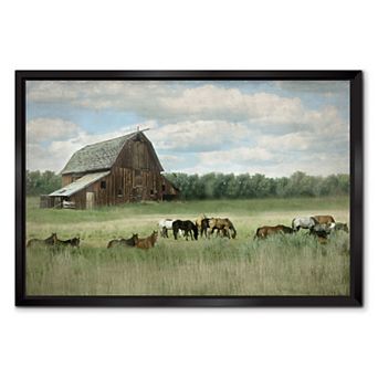 COURTSIDE MARKET Beautiful Farm Framed Canvas Wall Art