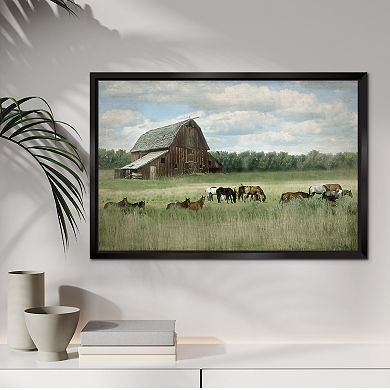 COURTSIDE MARKET Beautiful Farm Framed Canvas Wall Art